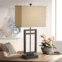 Table Lamp-Metal rectangle bars in bronze
