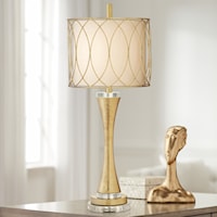 Table Lamp-Curvy Gold Leaf Metal and Crystal