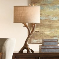 Table Lamp-Poly faux beach wood table lamp