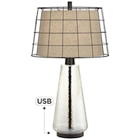 Double Shade Table Lamp with Seeded Glass