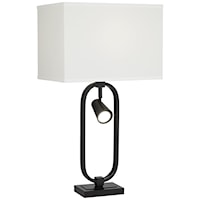 Table Lamp-Oval in Metal with Reading Light