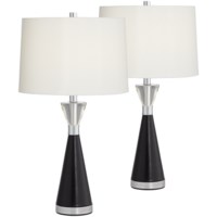 Table Lamp-Black cone metal and crystal set of 2