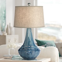 Table Lamp-Shades of blue glazed ceramic