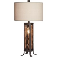 Table Lamp-Dark amber glass and metal