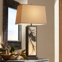Table Lamp-Lodge metal with mica panel