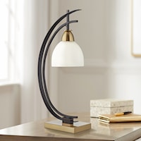 Table Lamp-Two Crescents with Glass Shade