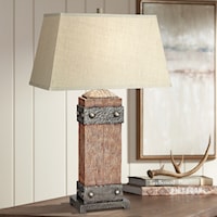 Table Lamp-Faux Wood with Faux Metal