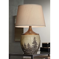 Table Lamp-Poly with Pine Forest Carving