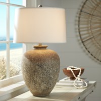 Table Lamp-Poly antique terracota  jar