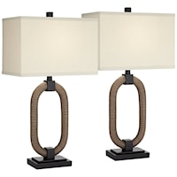 TL-Set of 2 poly and metal oval lamp
