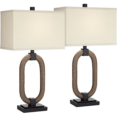 TL-Set of 2 poly and metal oval lamp