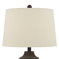 Table Lamp-Poly brown hammered faux wood look