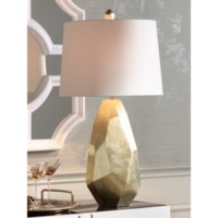 Table Lamp-Multi cut champagne faux stone