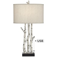 Table Lamp-Poly birch tree branches