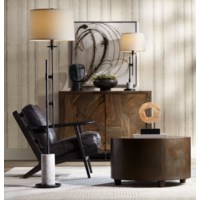 Floor Lamp-Metal and marble chairside lamp