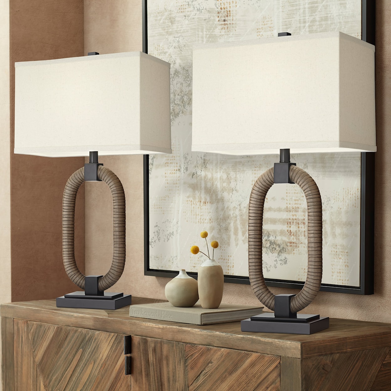 Pacific Coast Lighting Pacific Coast Lighting TL-Set of 2 poly and metal oval lamp