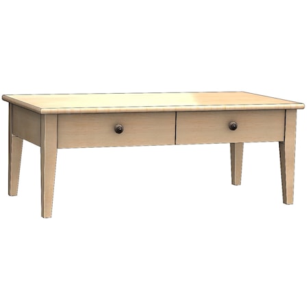 Transitional 48" 2-Drawer Cocktail Table with Soft-Close Drawers
