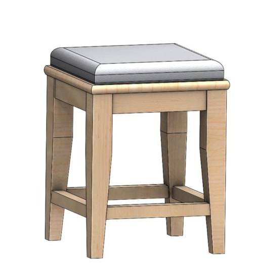 Transitional 20" Short Stool with Upholstered Seat