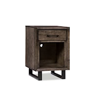 Transitional 1-Drawer Nightstand with Open Shelf & USB Ports
