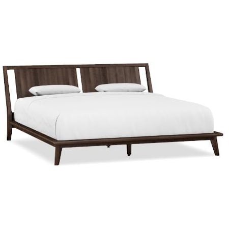 Transitional King Platform Bed with Low Headboard