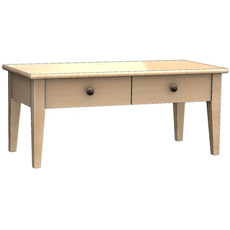 Transitional 42" 2-Drawer Cocktail Table with Soft-Close Drawers
