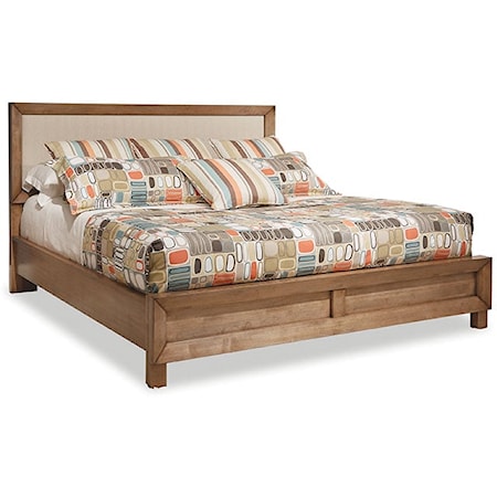 Transitional King Panel Bed with Upholstered Headboard