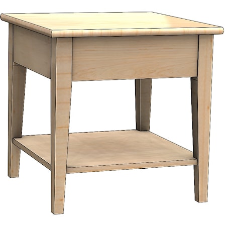 Transitional 24" Square End Table with Shelf