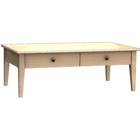 Transitional 52" 2-Drawer Cocktail Table with Soft-Close Drawers