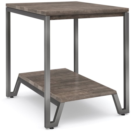 Contemporary End Table with Lower Storage Shelf