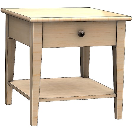 Transitional Square End Table with Drawer & Shelf
