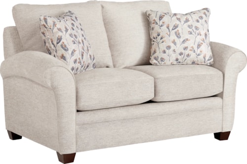 Natalie Transitional Loveseat with Flared Rolled Arms