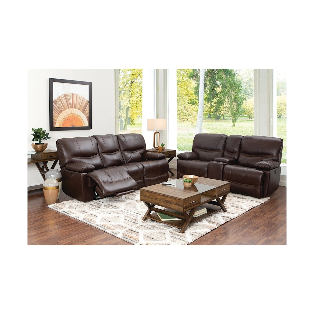 Cheers 70306 LEATHER MATCH POWER SOFA W/ZERO GRAVITY