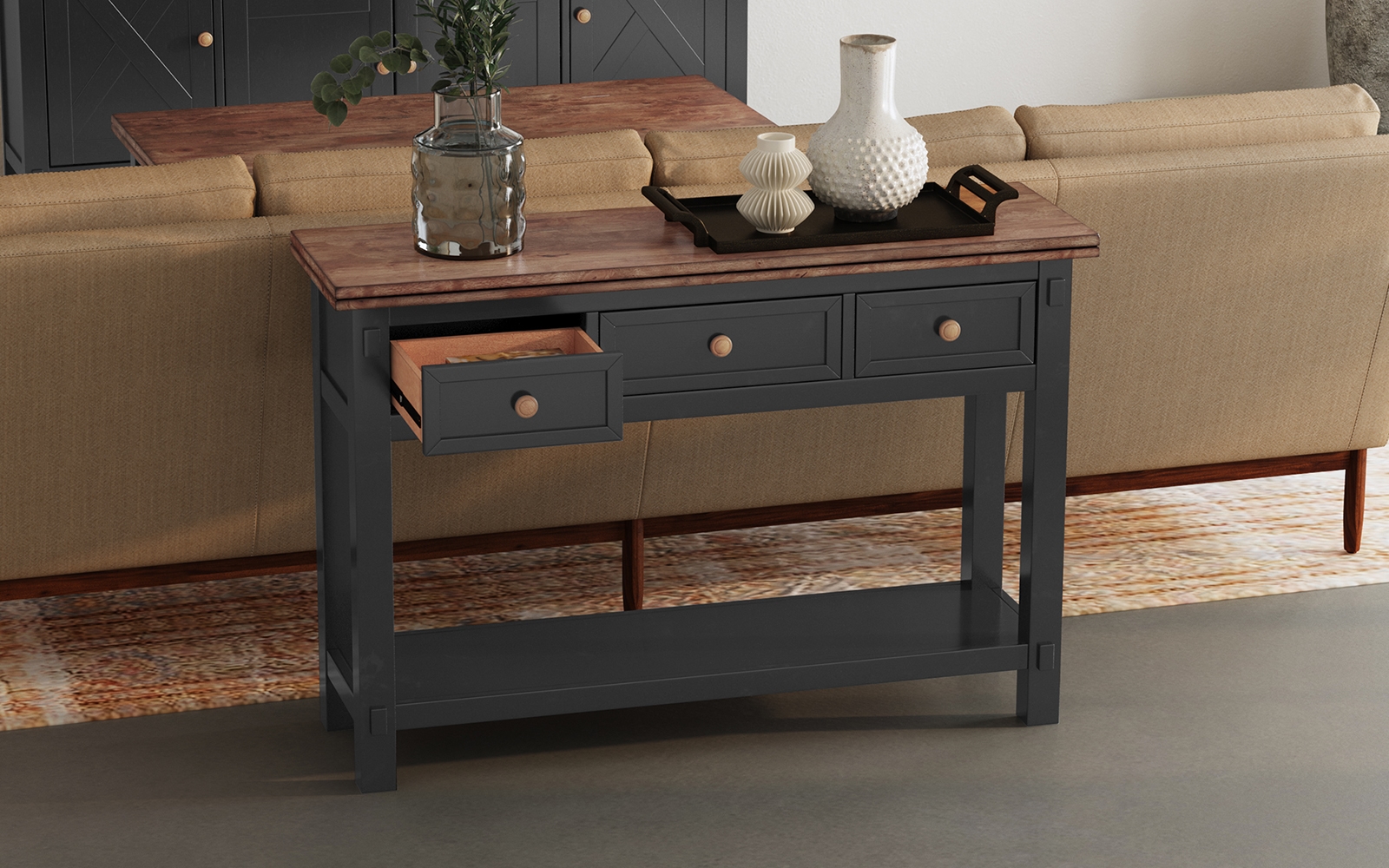3-Drawer Sofa Table