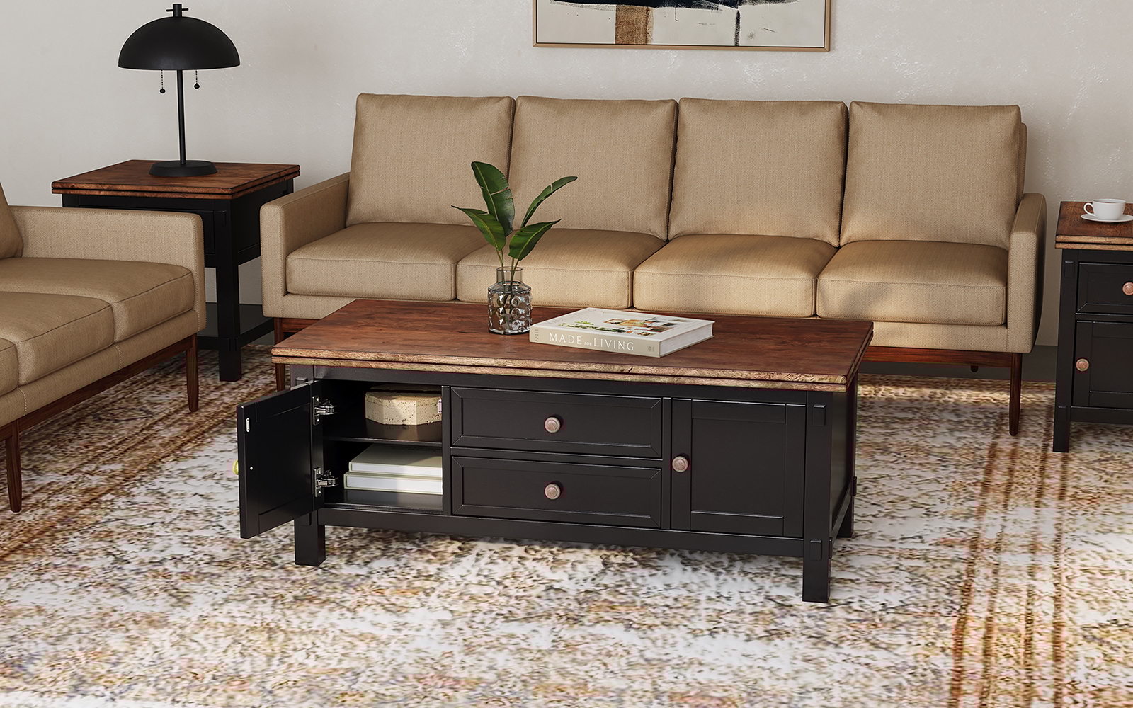 2-Drawer Cocktail Table with Casters