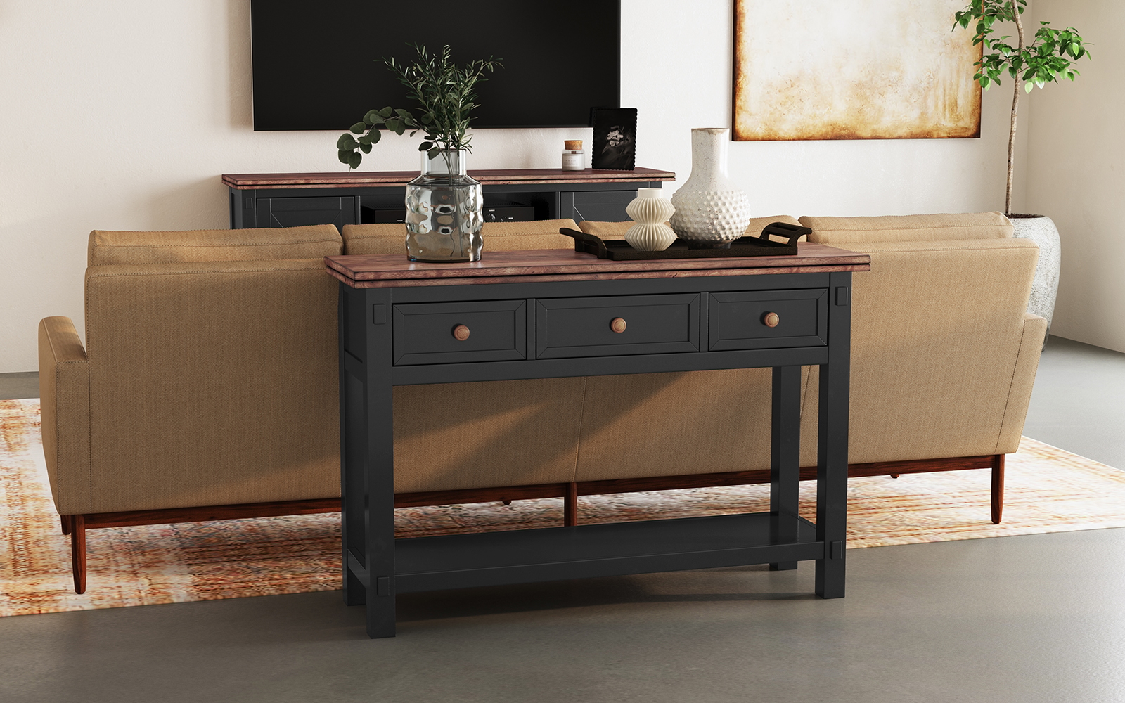3-Drawer Sofa Table