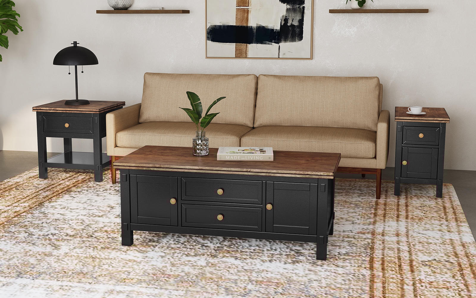 2-Drawer Cocktail Table with Casters