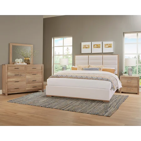 Transitional Upholstered Queen Panel Bedroom Set