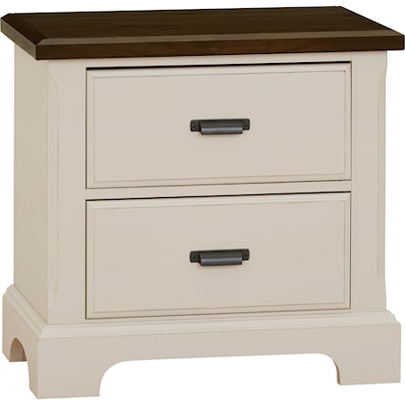 Casual 2-Tone Nightstand with 2-Drawers