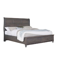 Transitional King Sleigh Storage Bed