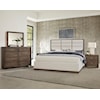 Vaughan Bassett Crafted Oak - Aged Grey Upholstered King Panel Bed