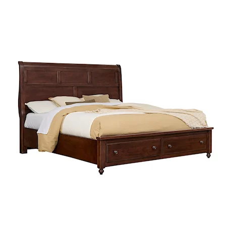 Transitional Queen Sleigh Storage Bed