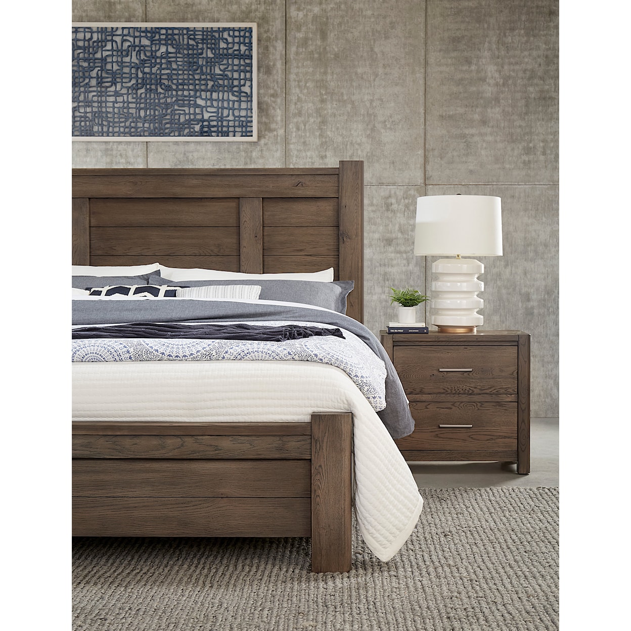 Vaughan Bassett Crafted Oak - Aged Grey Queen Poster Bed