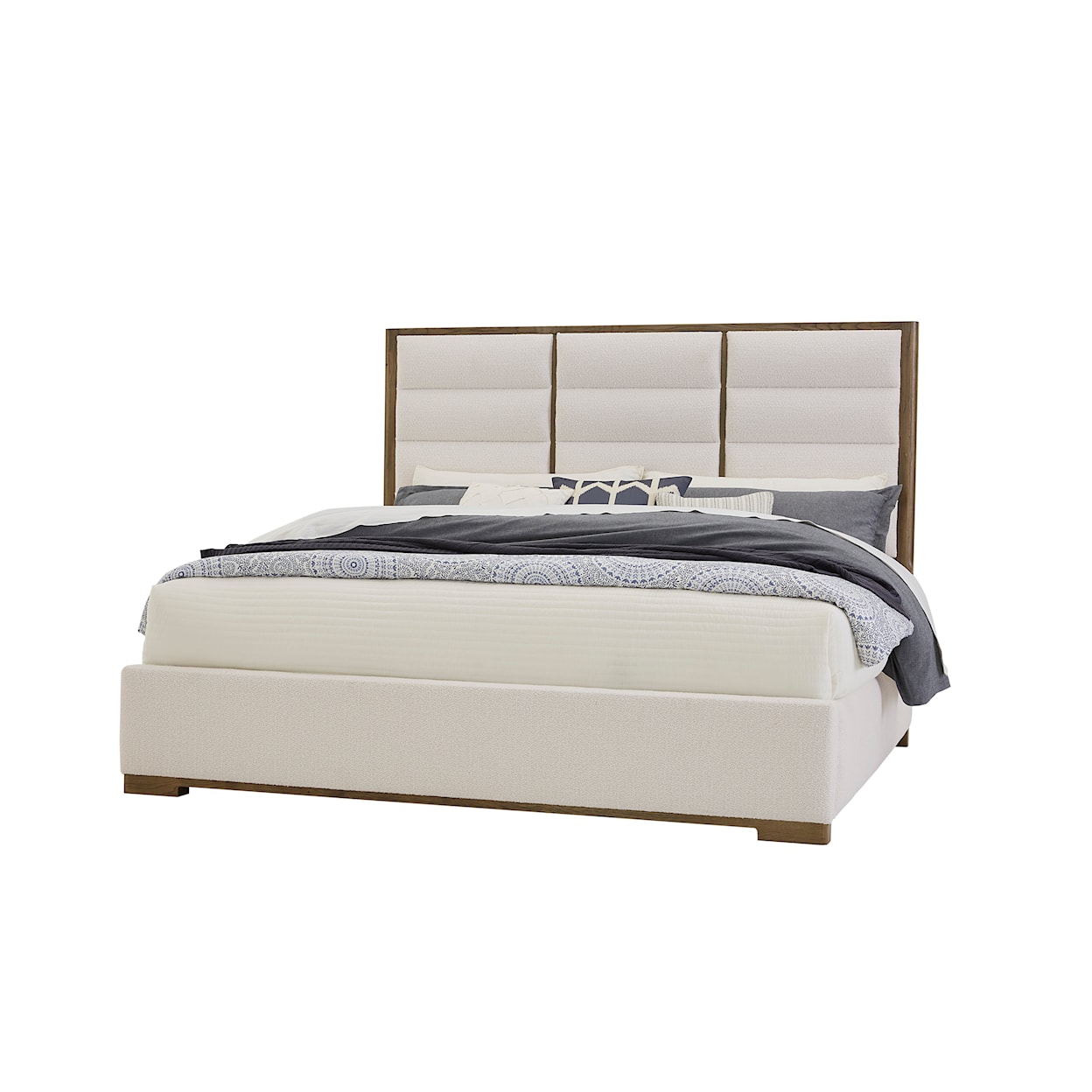 Vaughan Bassett Crafted Oak - Aged Grey Upholstered King Panel Bed