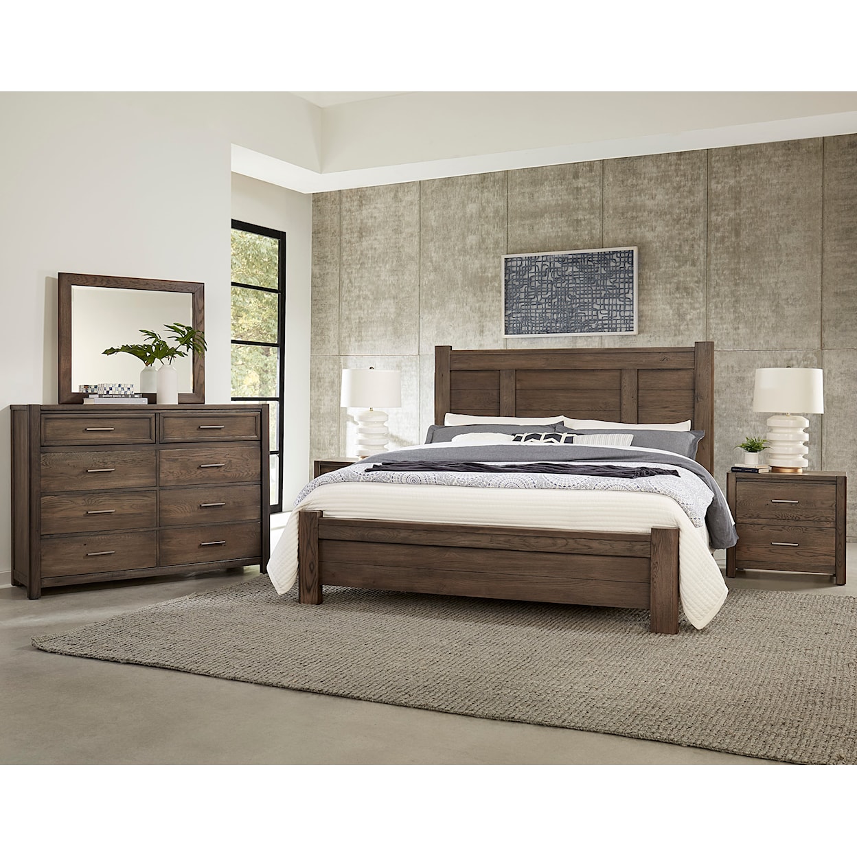 Vaughan Bassett Crafted Oak - Aged Grey California King Poster Bed