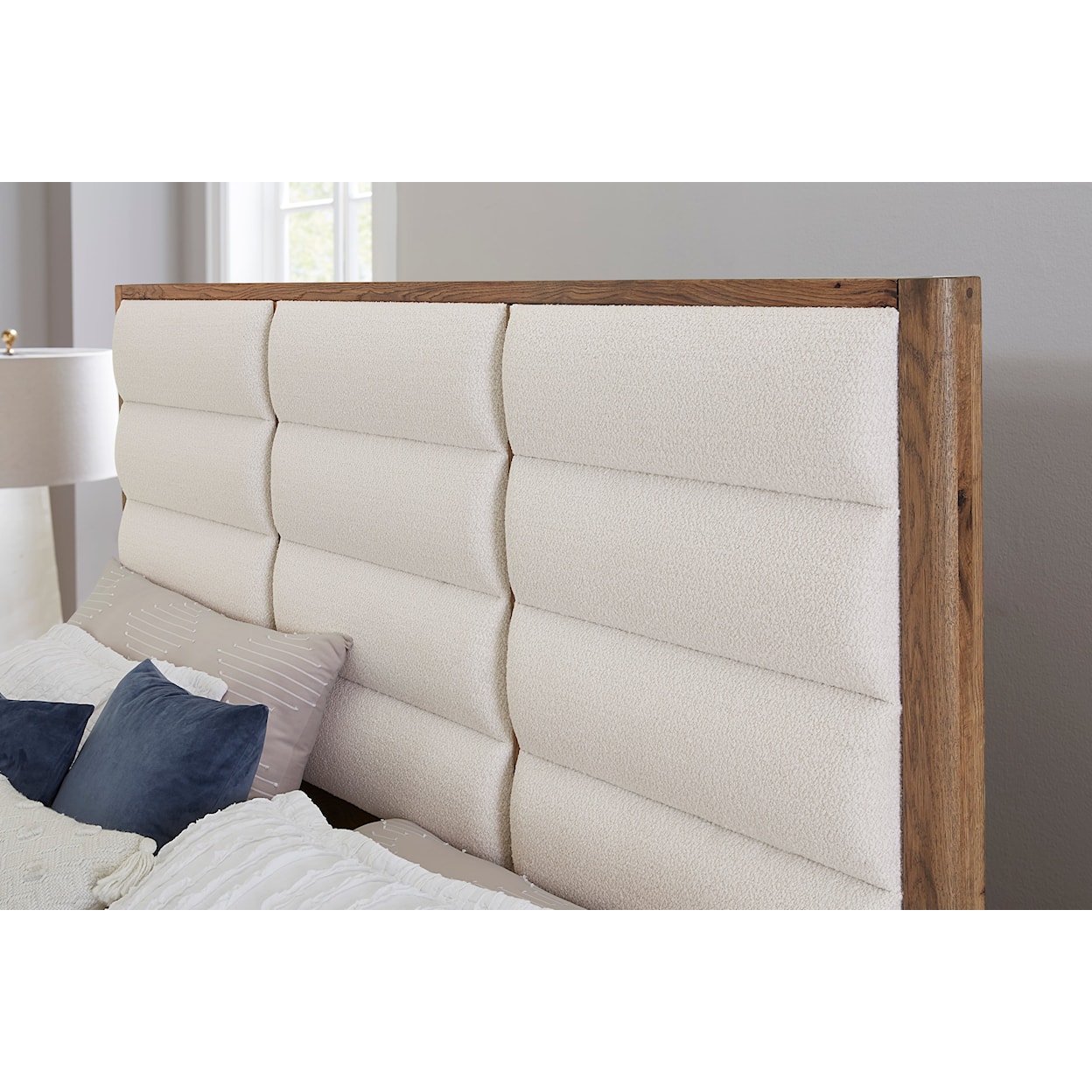 Vaughan Bassett Crafted Oak - Natural Oak King Upholstered Panel Bed