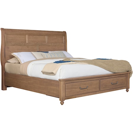 Transitional King Sleigh Storage Bed