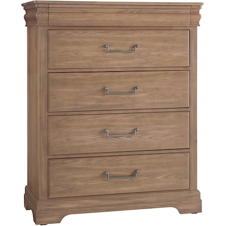 Traditional 5-Drawer Chest with Hidden Felt-Lined Drawer