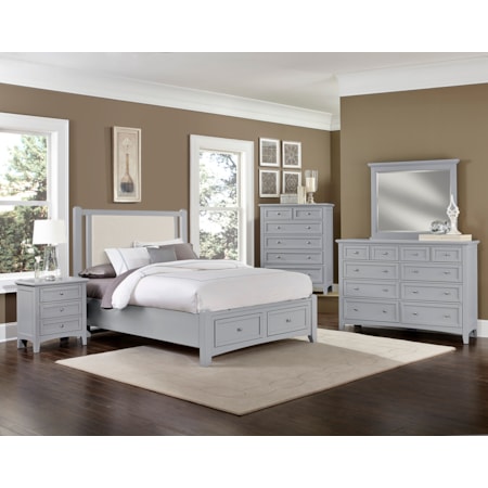 5-Piece Grey Upholstered Queen Bedroom Set