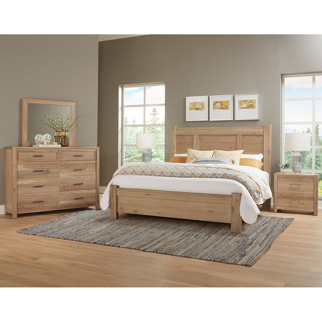 Laurel Mercantile Co. Crafted Oak Queen Poster Bedroom Set