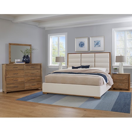 Transitional Upholstered King Panel Bedroom Set